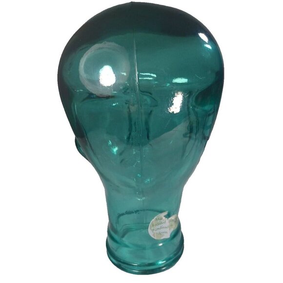 Vtg Vidrios 12" Teal Green Recycled Glass Head Mannequin Life Size Bust Spain - Picture 8 of 10